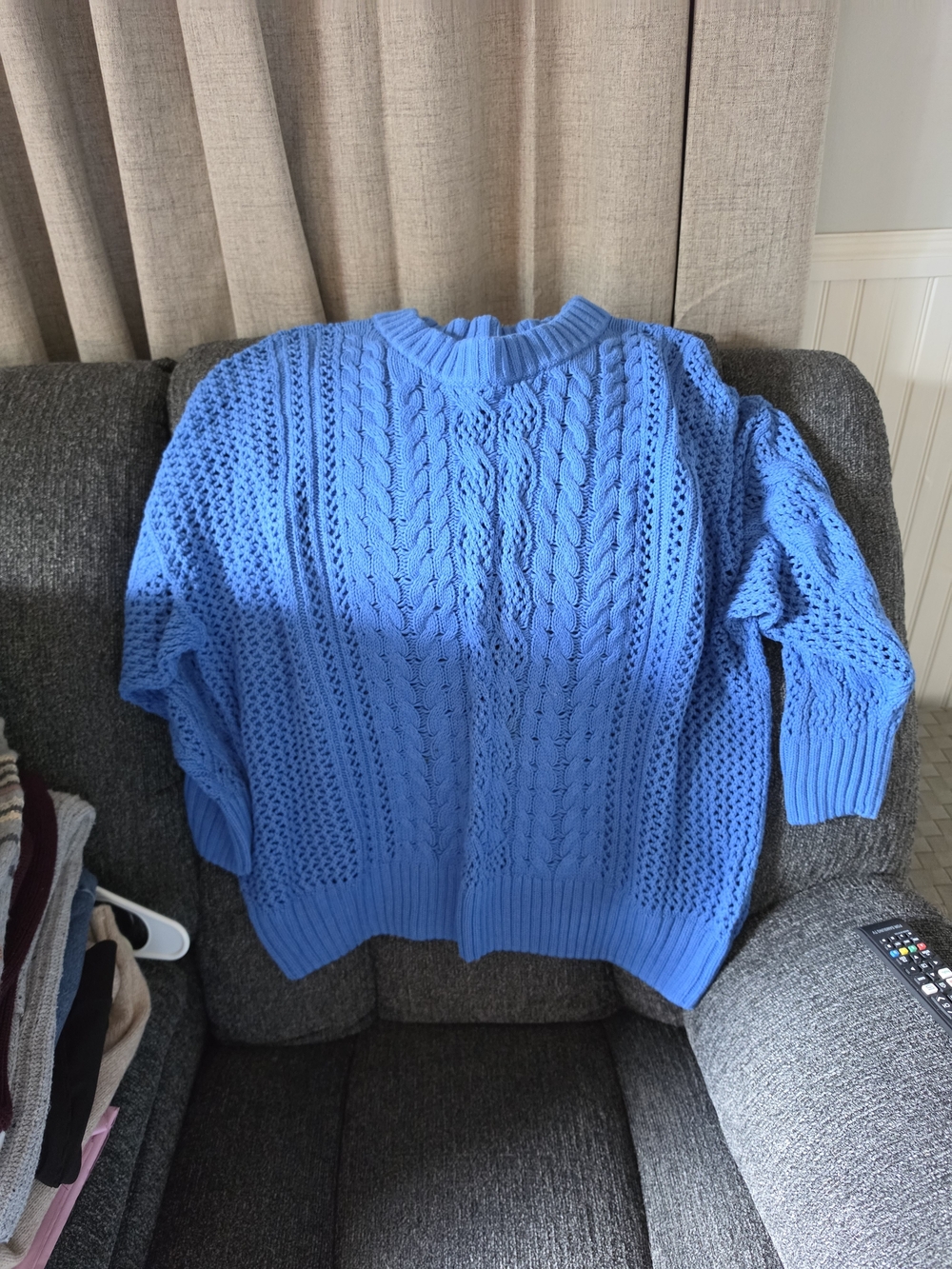 Sonoma Bright Blue Cable Knit Crewneck Sweater